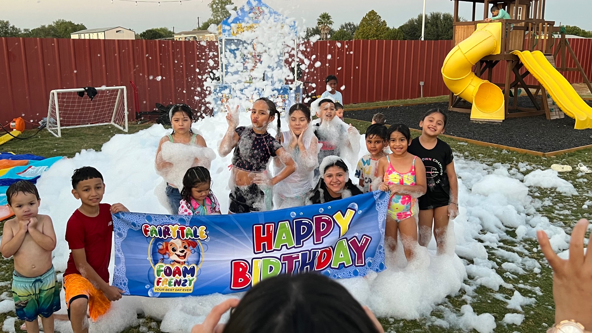Happy Birthday banner in the foam
